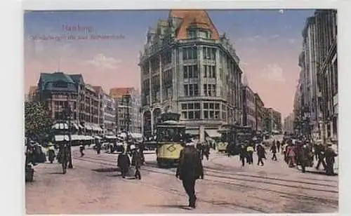 09342 Ak Hamburg Mönkebergstraße u. Rathausstr. um 1920