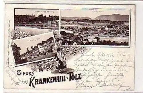 35858 Ak Lithographie Gruß aus Krankenheil Tölz 1897