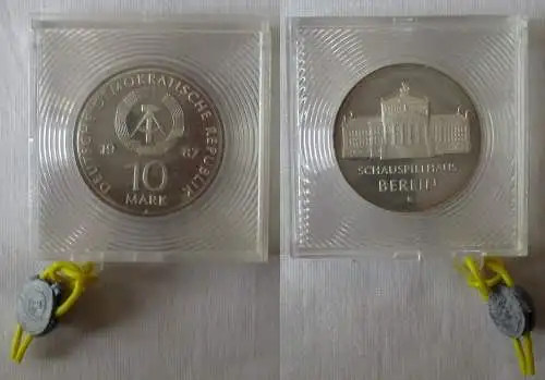 DDR Gedenk Münze 10 Mark Schauspielhaus Berlin 1987 Silber PP verplombt (168394)