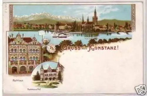 34505 Ak Lithographie Gruß aus Konstanz um 1910