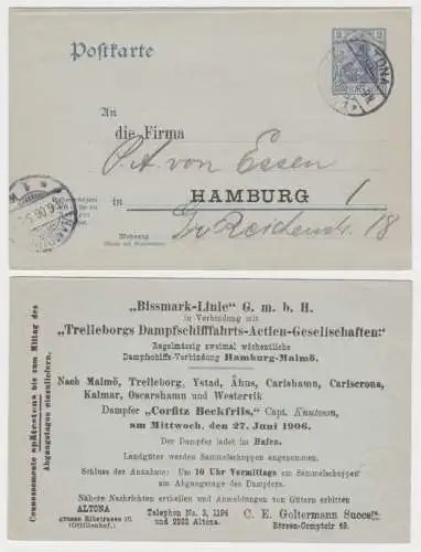 55087 DR Ganzsachen Postkarte P66F Zudruck C.E. Goltermann Succsrs. Altona 1906