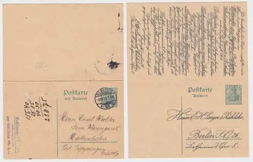 56733 DR Ganzsachen Postkarte P92 Zudruck E. Langer & Zühlcke Berlin 1913