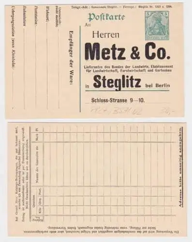 57179 Ganzsachen Postkarte P90 Zudruck Metz & Co. Gartenbau Lieferant Steglitz