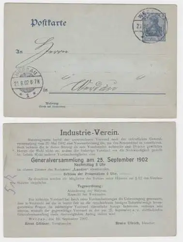 55608 DR Ganzsachen Postkarte P44 Zudruck Industrie-Verein Werdau 1902