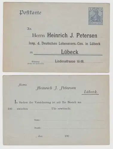 43605 DR Ganzsachen Postkarte P63 Zudruck Heinrich J. Petersen Inspektor Lübeck