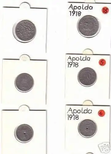 3 x Münzen Kriegsnotgeld Stadt Apolda 1918