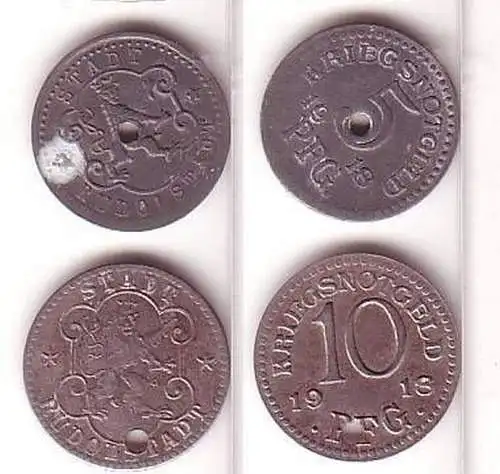 5 und 10 Pfennig Münzen Notgeld Rudolstadt 1918