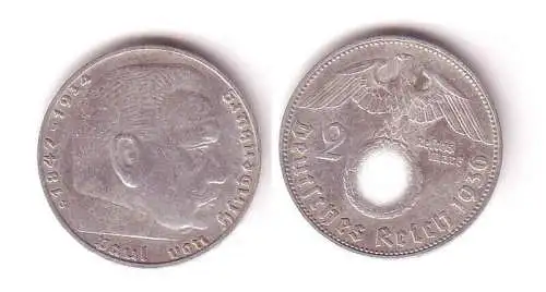 2 Mark Silber Münze 3. Reich Hindenburg 1936 J Jäger 366 (112579)