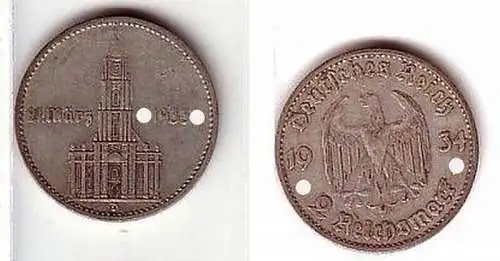 2 Mark Silber Münze Garnisions Kirche 1934 D Jäger 355