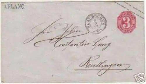 alter GS Brief Württemberg Stempel Blaubeuren 1869