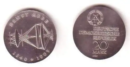 DDR Gedenk Münze 20 Mark Ernst Abbe 1980 Stempelglanz