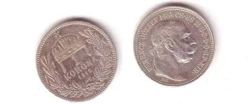 1 Krone Silber Münze Ungarn 1915