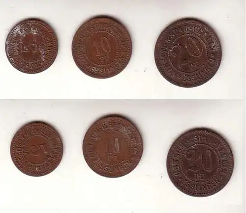 3 Bronze Münzen 5, 10, 20 Pfennig Notgeld Consum Spar Verein Esslingen um 1920