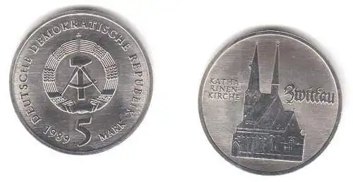 DDR Gedenk Münze 5 Mark Zwickau Katharinenkirche 1989 (111237)