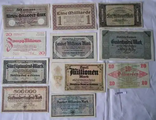 11 Banknoten Deutsches Reich Inflation Dresden 1923 (111076)