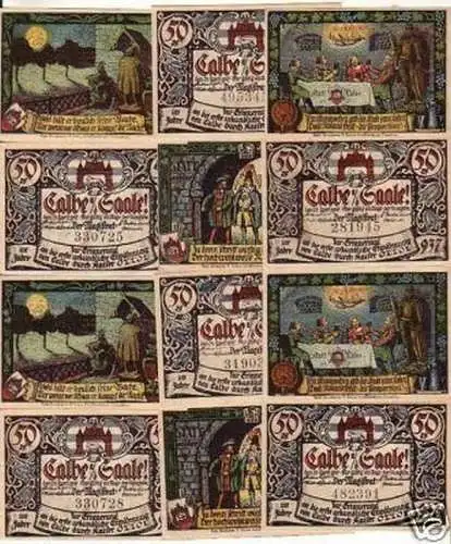 12 Banknoten Notgeld der Stadt Calbe an der Saale 1917