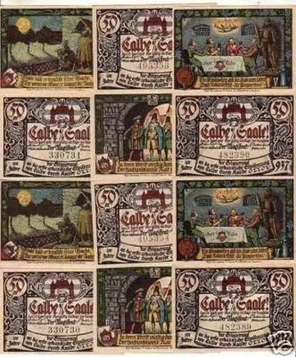 12 Banknoten Notgeld der Stadt Calbe an der Saale 1917