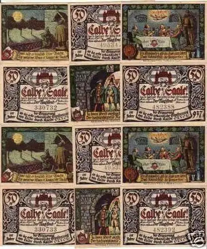 12 Banknoten Notgeld der Stadt Calbe an der Saale 1917