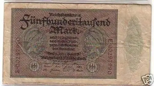 seltene Banknote 500000 Mark 1.5.1923 Rosenberg 87