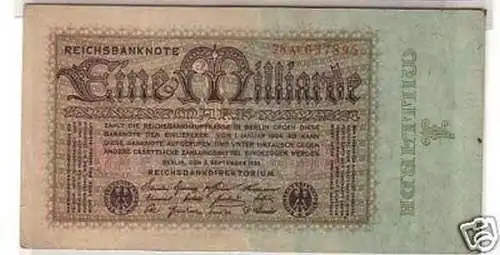 seltene Banknote 1 Milliarde M. 5.9.1923 Rosenberg 111