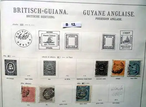 schöne hochwertige Briefmarkensammlung Britisch Guyana 1860 bis 1898