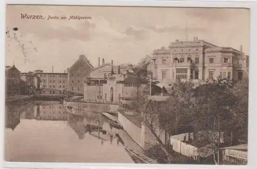 60044 AK Wurzen - Partie am Mühlgraben mit Ruderverein 1910