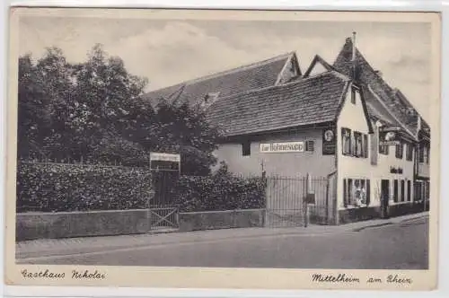 99111 AK Mittelheim am Rhein - Gasthaus Nikolai "Zur Bohnesupp" 1939