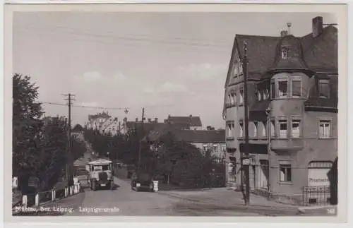 41989 AK Mühlau Bezirk Leipzig - Leipzigerstraße, Straßenansicht mit Lastwagen