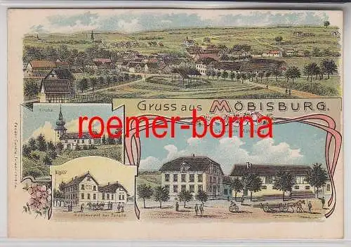 77805 Ak Lithografie Gruss aus Möbisburg Sägewerk usw. um 1910