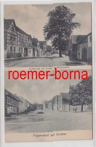 78097 Mehrbild Ak Poppendorf bei Schkölen Dorfstraße mit Gasthof um 1920