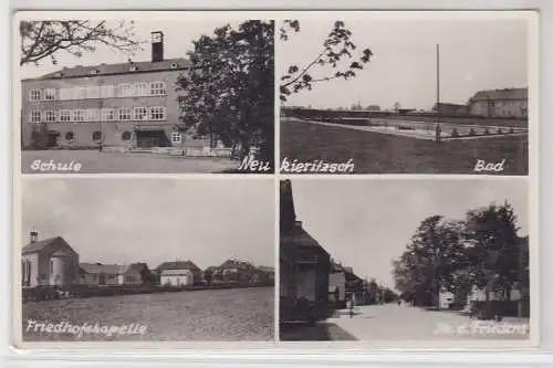 91561 Mehrbild Ak Neukieritzsch Schule, Bad, Friedhofskapelle, Straße des Friede