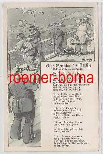 76049 Künstler Ak Humor "Eine Seefahrt, die ist lustig!" um 1930