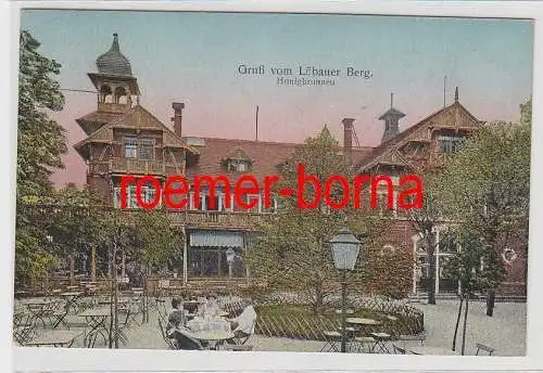 67070 Ak Gruß vom Löbauer Berg Honigbrunnen Gasthaus 1919