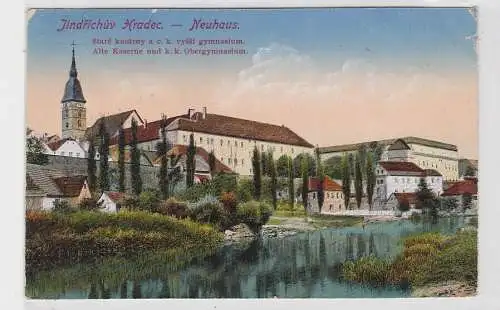 55735 Ak Jindřichův Hradec Neuhaus alte Kaserne und K.K. Obergymnasium 1917