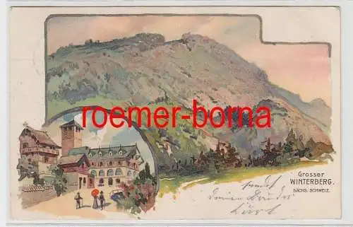 77129 Ak Lithografie Grosser Winterberg Sächs. Schweiz 1904