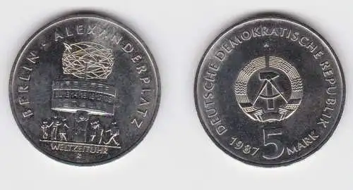 DDR Gedenk Münze 5 Mark 750 Jahre Berlin Alexanderplatz 1987 vz (140296)