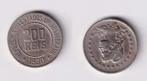 200 Reis Kupfer Nickel Münze Brasilien 1930 f.ss (161488)