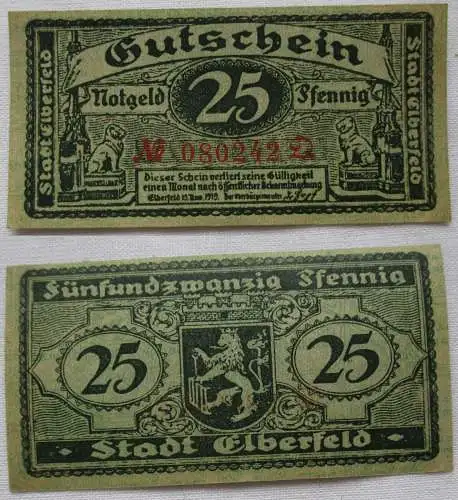 50 Pfennig Banknote Notgeld Stadt Elberfeld 15.11.1919 (164715)