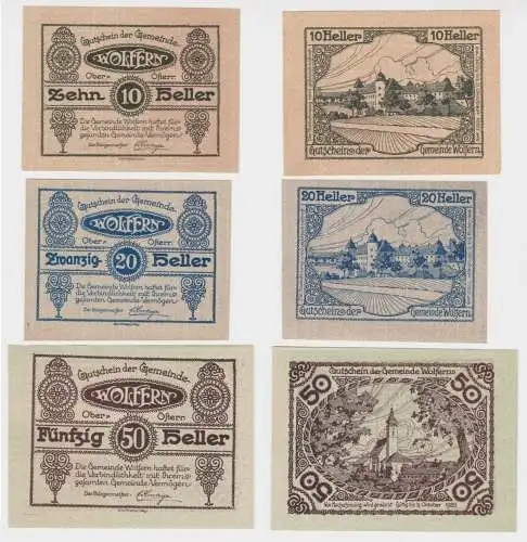 10, 20 und 50 Heller Banknote Wolfern 1920 (131132)