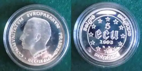 5 ECU Silber Münze Belgien Präsidentschaft im Europäischen Rat 1993 (125763)