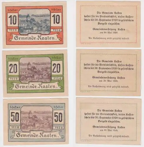 10, 20 und 50 Heller Banknote Kasten 1920 (162154)