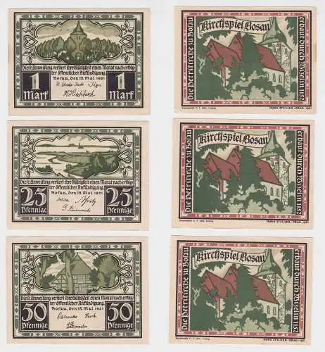 3 Banknoten Notgeld Kirchspiel Bosau 15.5.1921 (129237)