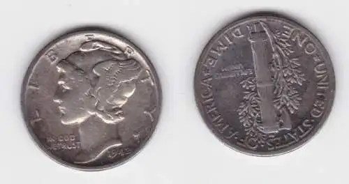 1 Dime Silber Münze USA 1942 Liberty (141967)