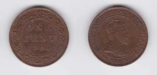 1 Cent Kupfer Münze Kanada Canada 1908 (130581)