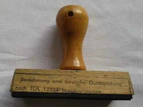 seltener DDR Holz Stempel "Berechnung und bauliche Durchbildung" (116623)