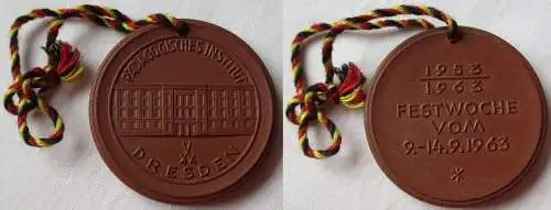 DDR Porzellan Medaille Dresden Pädagogisches Institut 1963 (156802)