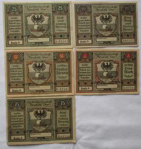 5 Banknoten Notgeld Sparkasse Neusalz an der Oder Nowa Sol Schlesien um 1921