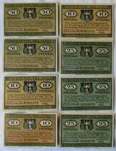 8 Banknoten Notgeld Stadt Neidenburg Ostpreussen 1921 kassenfrisch (166996)