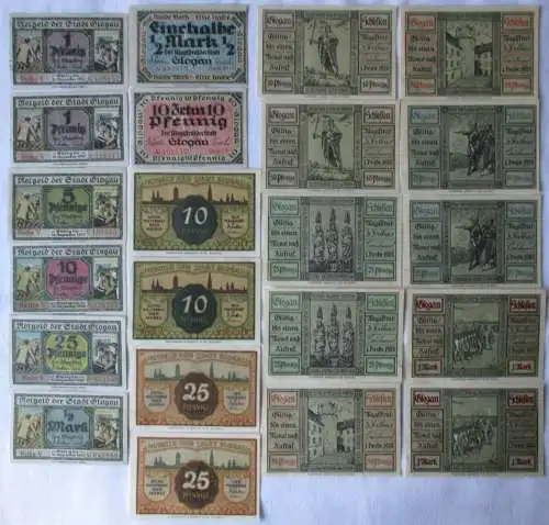 22 Banknoten Notgeld Stadt Glogau in Schlesien um 1920 (164032)