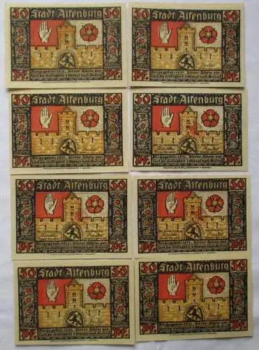 8x 50 Pfennig Banknoten Notgeld Stadt Altenburg Prinzenraubserie 1921 (143198)